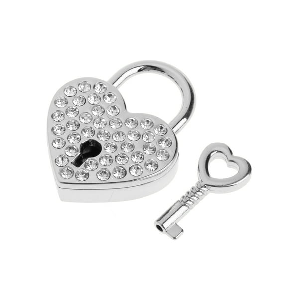 TIERPOP Heart Archaize Padlocks With for Key Metal for Wish Lock Jewelry x Diamonds Decorative Padlock for Lovers, Girls,