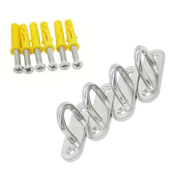 TIERPOP Marine Grade Stainless Metal Eye Plate hook Hammock Hanger Hook set 4pcs for Hammock Mounting & Ceiling Attachment