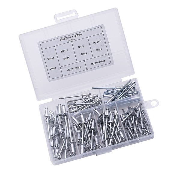 TIERPOP Multifunction 120pcs Aluminum Rivets Heavy Duty Rivets Rustproof Rivets with Storage Excellent for Metal Fixing Restora