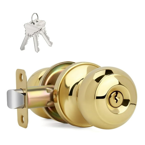 TIERPOP Round Shaped Entrance Lock Doorknob Zincs Alloy Door Knobs Knobset Metal Handle Knob with Key Interior Door Handles