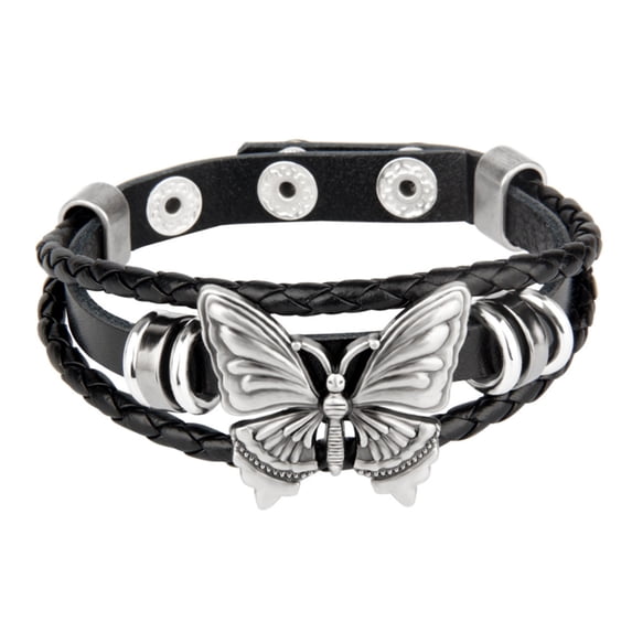 TIERPOP Sexy Harajuku PU Leather Chain Butterfly Pendant Necklaces Bracelet Women Men Punk Gothic Choker Necklace Cool Collar
