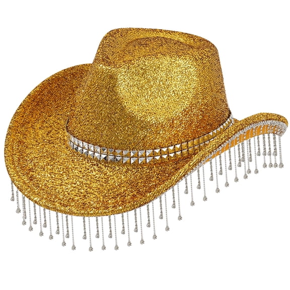 TIERPOP Shimmering Powder Hat Fringed Rhinestones Top Hat for Dancing Party Formal Event
