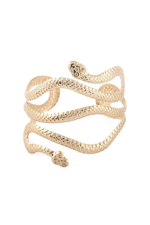 Upper Arm Bracelet Metal Coil Swirl Snake Shape Armband Cuff Fashion Simple Arm Bangle Armlet Adjustable for Women Girls