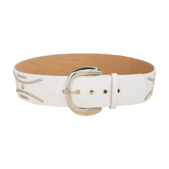 TIERPOP Women Belt AllMatching Bead Studded Wide Belt for Jeans 2000s Girl Waist Decors