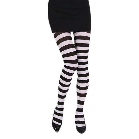 TIERPOP Women Multicolor Striped Tights Full Length Footed High Waist Leggings Elastic Long Stockings Pantyhose for Mardi Gras