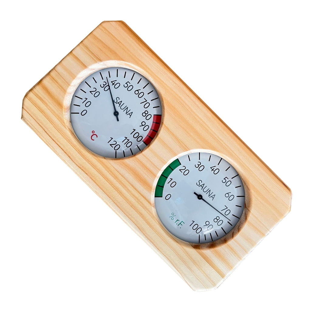 Sauna Thermometer / Hygrometer - Wood Framed Metal - Sauna Thermometers
