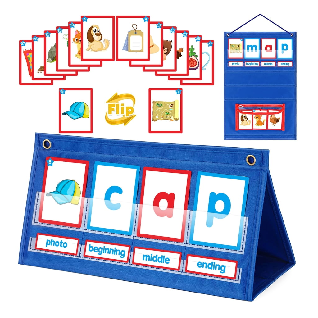 TIERPOP Word Building Desktop Pocket Chart Tent Cards Set CVC Words