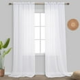 thumbnail image 1 of TIFEE Contemporary White Solid Print Semi Transparent Rod Pocket Sheer Curtains, 55 x 84 in, 1 of 9