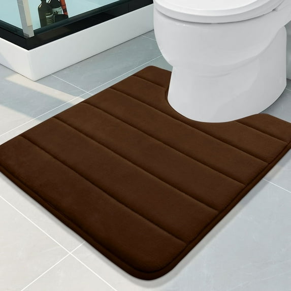Debonair Memory Foam Bathroom rugs Toilet mats, U-Shaped Contour Carpet, 20" x 24", Coffee