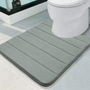 TIFEE Memory Foam Bathroom rugs Toilet mats, U-Shaped Contour Carpet, 20" x 24", Grey