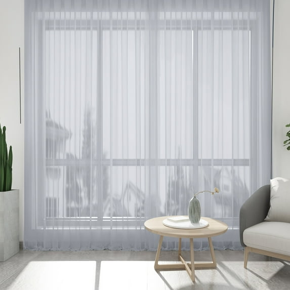 TIFEE Sheer Voile Single Curtain Panel 55"x63" Sliver Gray