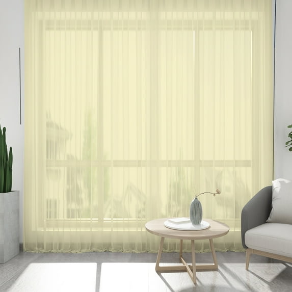 TIFEE Sheer Voile Single Curtain Panel 55"x84" Yellow
