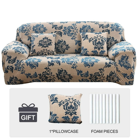 TIFEE Stretch Sofa Covers Printed Couch Cover for Armchair Loveseat Couch Sectional Sofa Slipcover Furniture Elastic Universal Furniture Protector with 1 Pillowcase
