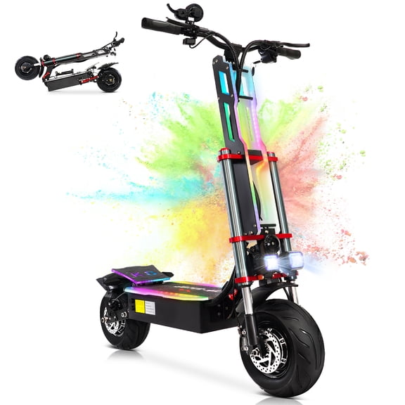 TIFGALOP K8 Dual Motor Electric Scooter for Adults, 5600W Power, 50MPH Top Speed, 70 Miles Range 60V 38AH Battery, 12" Solid Tires, Hydraulic Shock & Brake System, UL2272 Certified Commuter EScooter