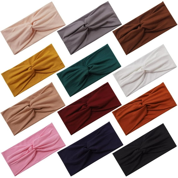 TIFOR 12 Pack Headbands for Women, Fashionable Sports Hairbands, Elastic Wide Headbands Non Slip Workout Yoga Sport Headbands for Women (Color B)