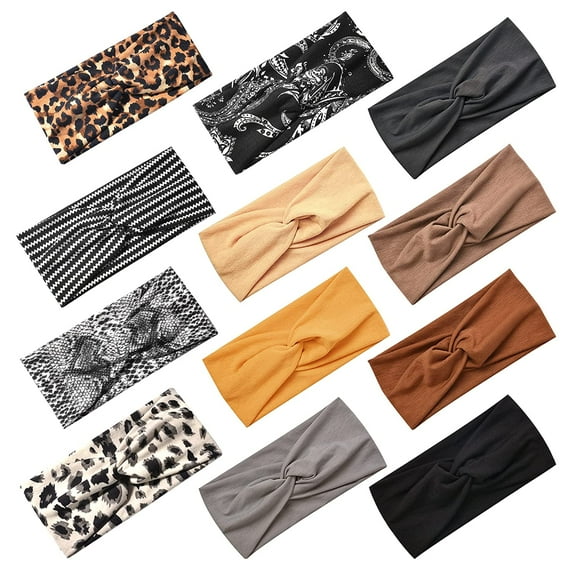 TIFOR 12 Pack Headbands for Women Non Slip Elastic Hair Bands Yoga Workout Running Sport Sweat Hair Wrap for Girls