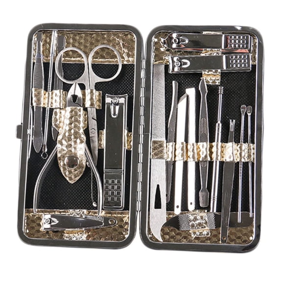 TIFOR 19pcs Set Toenail Clipper Professional Pedicure Kit Manicure Kit with Buffer Nail Grooming Kit Cuticle Remover Tool Steel Manicure Kit Multipurpose Tool Travel Care Slicer