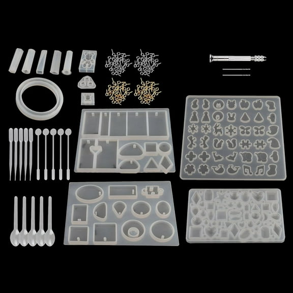 TIFOR 229Pcs DIY Jewelry Resin Casting Molds Silicone Epoxy Spoon Kit Craft Necklace Jewelry Pendant Making for Resin Crafts Beginners