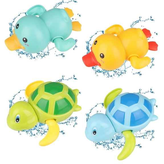 TIFOR 4 Pack Bath Toy, Cute Baby Pool Toy, Animal Clockwork Bathtub Swimming Pool Toy, Floating Wind Up Baby Bath Toys for Toddlers 1-3, Boys and Girls(Turtle)