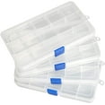 thumbnail image 1 of TIFOR 4 Pack Plastic Compartment Box with Adjustable Dividers Craft Tackle Organizer Storage Containers Box 15 Grid (Clear), 1 of 6