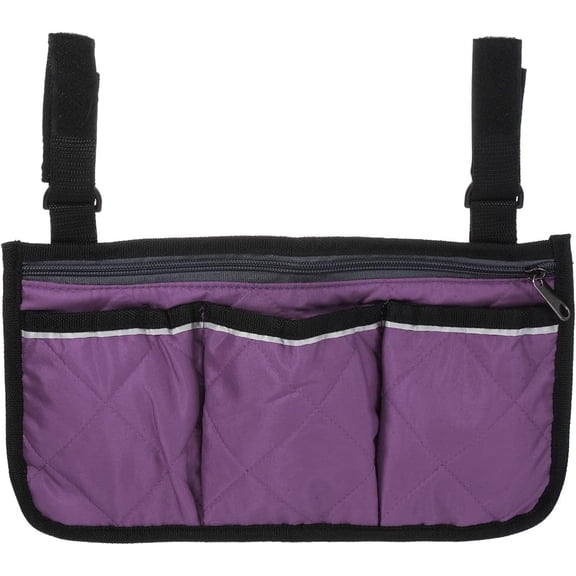 TIFOR Chair Armrest Organizer, Waterproof Beach Chair Hanging Storage Pouch Arm Rest Magazine Snack Bag with 4 Pockets for Camping Outdoors, Purple