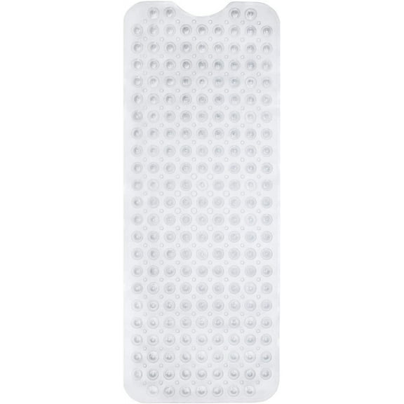 TIFOR Clear Bath Mat Non Slip with Secure Suction Cups - Large Non Slip Bathtub and Shower Mat - Extra Long 40 x 16 Inch Bathroom Mats for Tub Non Slip Anti Slip Bath Mats (40x16 Clear)