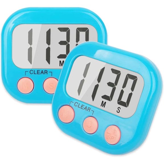 TIFOR Digital Kitchen Timer - Big Digits, Loud Alarm, Magnetic Backing Stand, LCD Display Suitable for Kitchen, Study, Work, Exercise Training, Outdoor Activities (Blue)