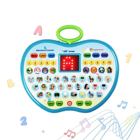 TIFOR Educational Computer Toy for Kids, Apple Shape Electronic Baby Laptop Toy for Children, Multifunctional Musical Learning Laptop Toy for Kids, Animal Sound Toys for Toddlers (Set of 1, Blue)