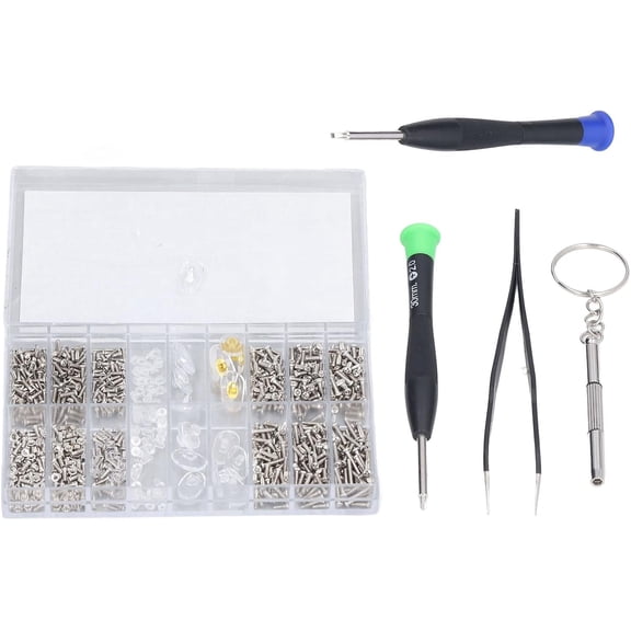 TIFOR Eyeglasses Repair Kit Glasses Repair Kit Stainless Steel Screws and Nose Pads with Micro Screwdriver Tweezer for Watch