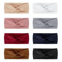 TIFOR Headbands for Women Non Slip Turban Headband Boho Wide Head Band Womens Hair Wraps Accessories for Teen Girls 8 Pack Solid Colors