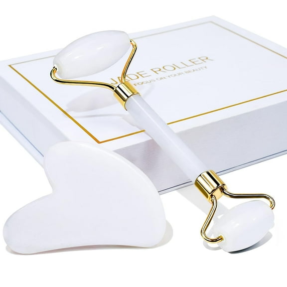 TIFOR Jade Roller & Gua Sha, Face Roller, Facial Beauty Roller Skin Care Tools, Self Care Gift for Men Women, Massager for Face, Eyes, Neck, Relieve Fine Lines and Wrinkles