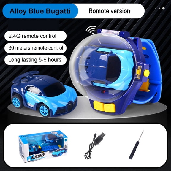 TIFOR Novelty Toy For Kids Wearable Watch RC Car Mini Flexible Rechargeable Car Alloy Blue