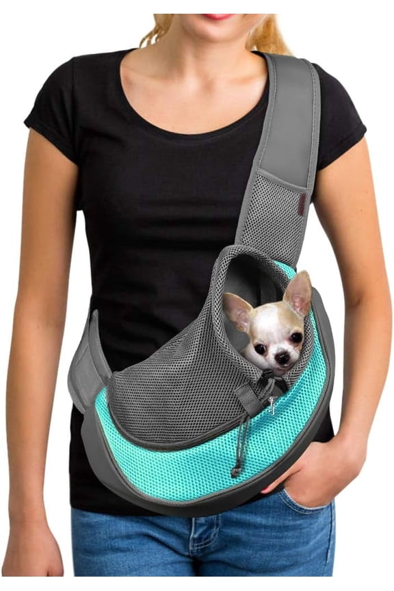 TIFOR Pet Dog Sling Carrier Large Pocket Adjust Strap Design Breathable Mesh Travel Safe Sling Bag Carrier for Dogs Cats