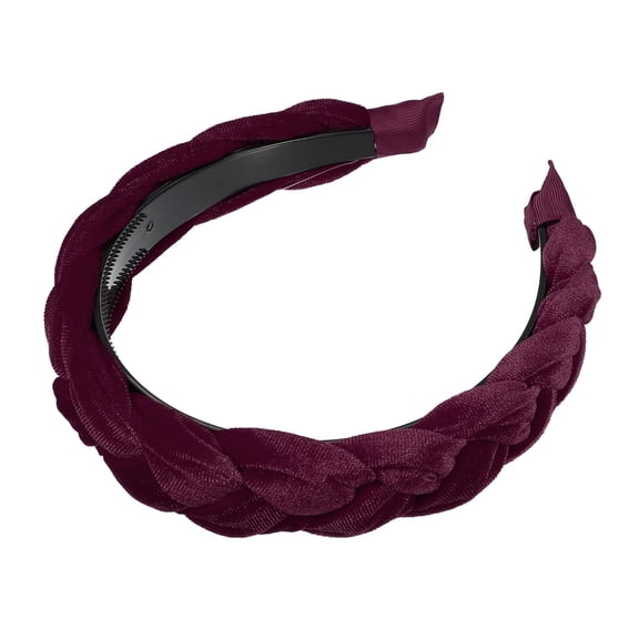 TIFOR Solid Wide Headbands, Non-slip Fashion, Wine Red Hair Hoop, 1.18inch Wide,Braided Twist Elastic for Girl Women
