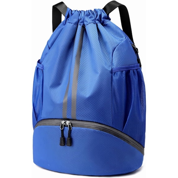 TIFOR Sports Drawstring Backpack - String Swim Gym Bag with Shoes Compartment and Wet Proof Pocket for Women&Men