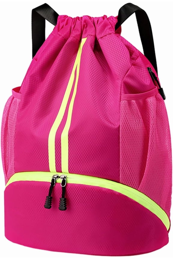 TIFOR Sports Drawstring Backpack - String Swim Gym Bag with Shoes Compartment and Wet Proof Pocket for Women&Men