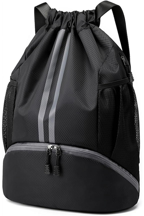 TIFOR Sports Drawstring Backpack - String Swim Gym Bag with Shoes Compartment and Wet Proof Pocket for Women&Men
