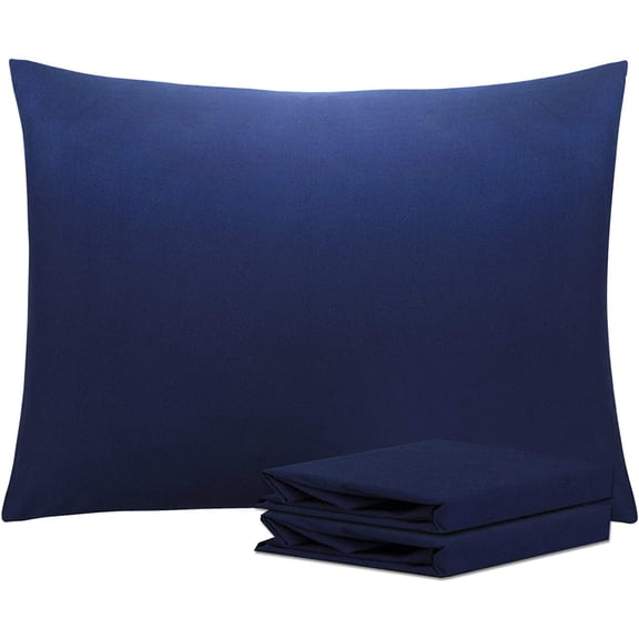 TIFOR Standard Pillowcase Set - 2 Pack Brushed Microfiber 20x26 Pillowcases - Soft, Wrinkle-Free, Fade-Resistant, Stain-Resistant, Navy Blue Pillowcases with Envelope Closure - 20x26 Inches, Navy Blue