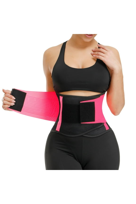 Waist Trainer for Women Waist Cincher Trimmer Toning Belt Weight Loss Back Support Tummy Control Yoga Shaper Workout,Pink L