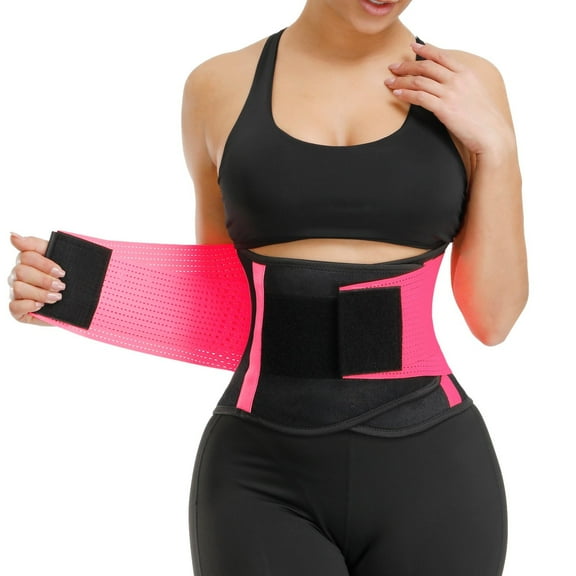 TIFOR Waist Trainer for Women Waist Cincher Trimmer Toning Belt Weight Loss Back Support Tummy Control Yoga Shaper Workout,Pink L