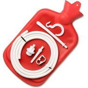 TIFOR Water Bottle Douche Kit Enema Cleaning Kit for Men and Women, 2 Nozzles, 5ft Silicone Nozzle, 1 Bag, red