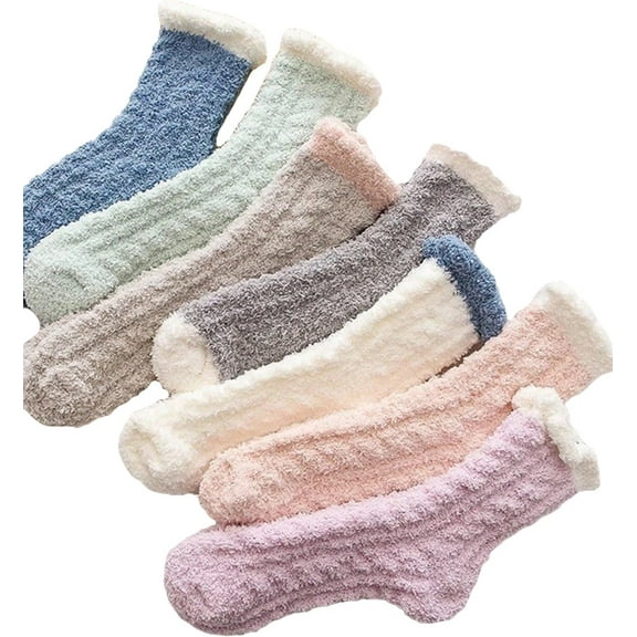 TIFOR Women's 4pairs Fuzzy Crew Socks Faux Furry Warm Socks
