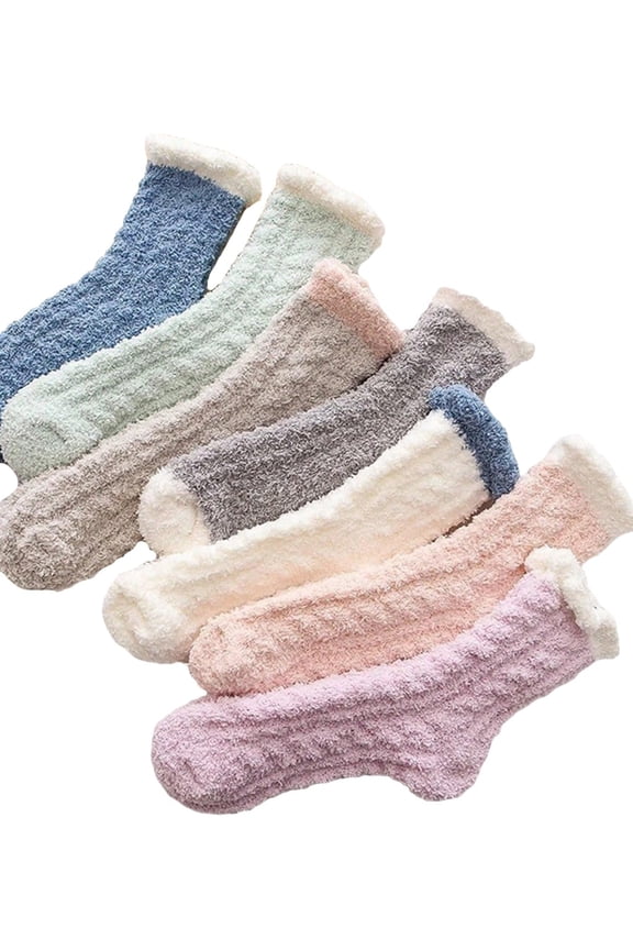 TIFOR Women's 4pairs Fuzzy Crew Socks Faux Furry Warm Socks