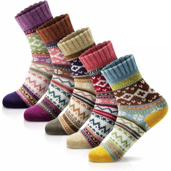 TIFOR Womens Winter Socks - Gift for Women - Thick Wool Socks Soft Warm Casual - Women Socks Gift Socks 5 Pairs