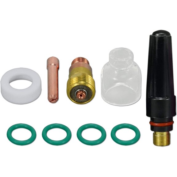 TIG Stubby Gas Lens Collet Body 1.0mm 17GL040 Collet 10N22S Pyrex Cup 5 Kit for DB SR WP 17 18 26 TIG Torch Welding Accessories 9pcs
