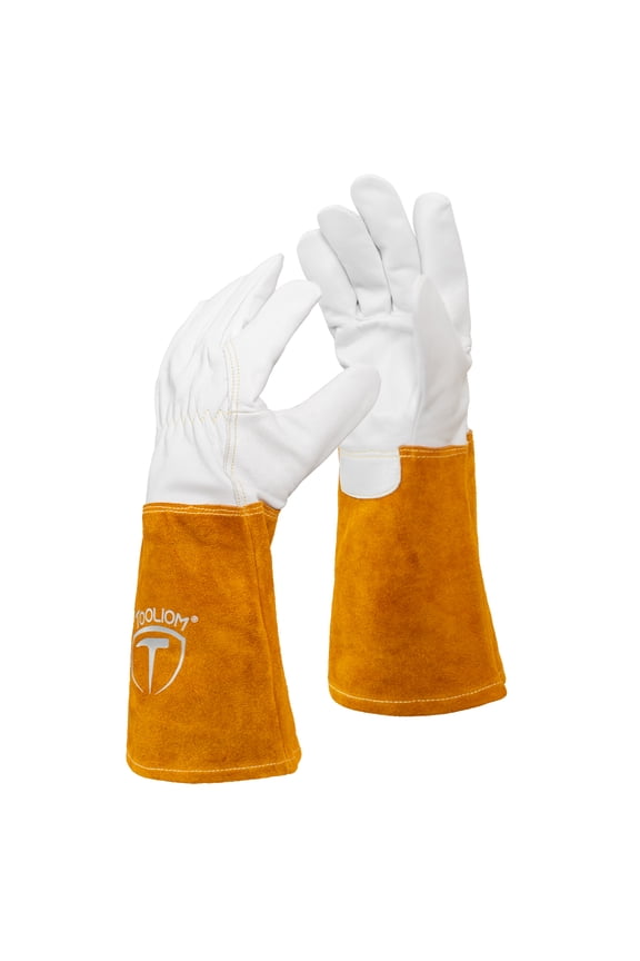 TIG Welding Gloves, Cuff Cowhide Split Leather, High-Dexterity, Soft Lining, Extra Large (14-inch)