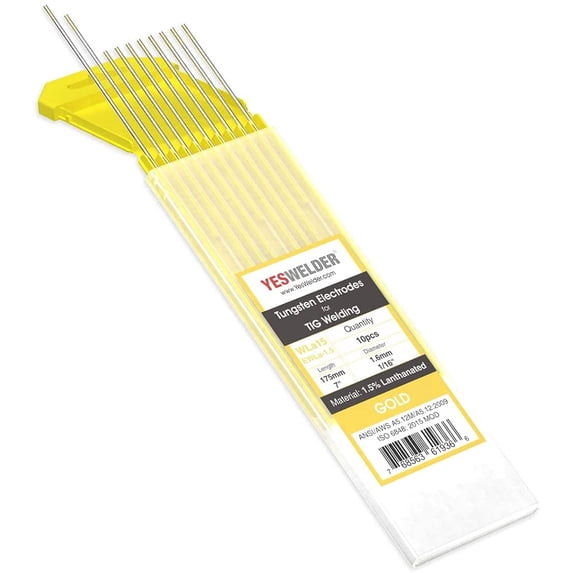 TIG Welding Tungsten Electrode 1.5% Lanthanated 3/32 x7" (Gold, EWLa-1.5) 10-pk YESWELDER