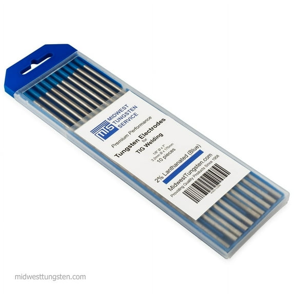 TIG Welding Tungsten Electrodes 2% Lanthanated 1/8” x 7” (Blue) 10-Pack