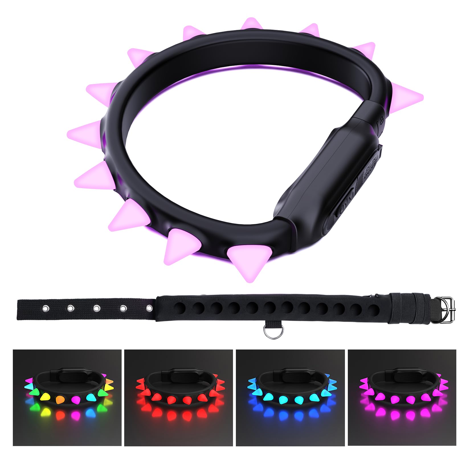 TIGENA Light UP Dog MMF7 Collar Rechargeable LED Pet Collar with