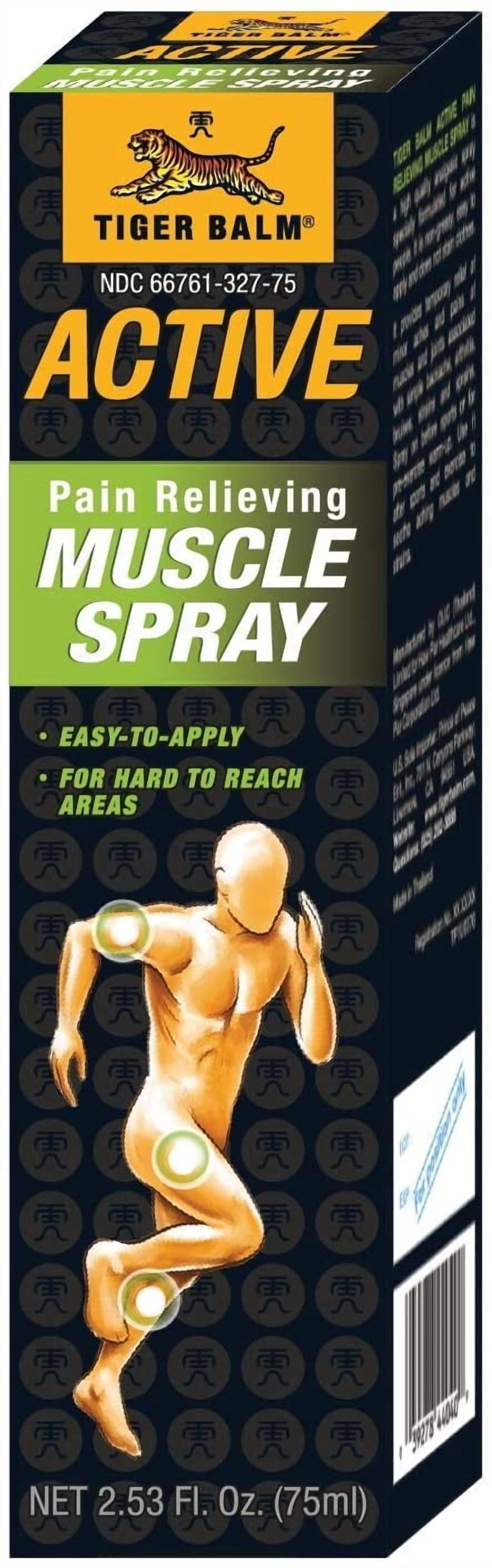 TIGER BALM Active Muscle Spray, 2.53 fl. oz. – Sports Spray – Tiger Balm Muscle Rub Spray – Analgesic Spray for Muscles – Spray for Back Discomfort & More – Relieving Spray for Soreness